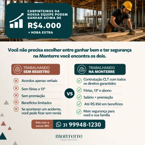 VAGA CARPINTEIRO DE OBRAS