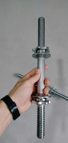 Par de barra maciça para musculação, com roscas/trava