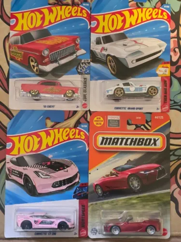 Lote Hot Wheels + Matchbox Lacrados - Corvette, Chevy e Lexus