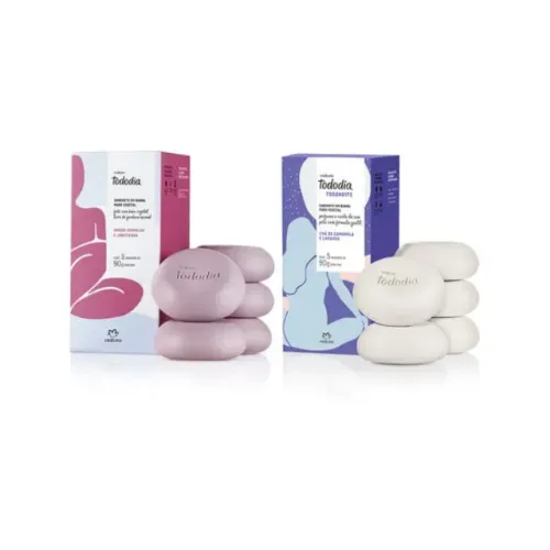 Kit Sabonete em Barra Tododia Amora Vermelha e Jabuticaba e Chá de Camomila e Lavanda