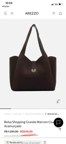 Bolsa nova Arezzo couro com camurça tom: café 