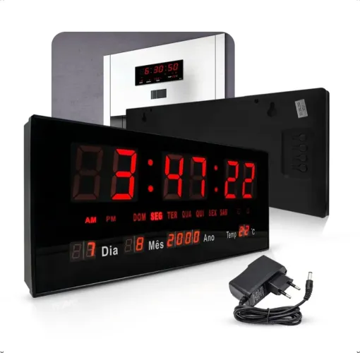 Relógio de parede digital LED modelo Grande 36CM