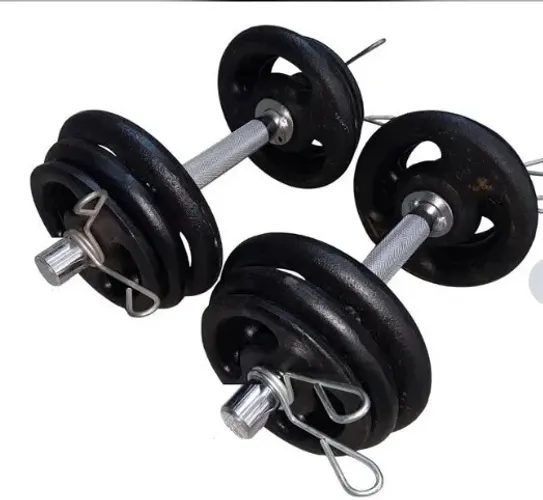 Kit Fitness: 24kg de Anilha/Barra 30cm Maciça, Cromada e Recartilhada