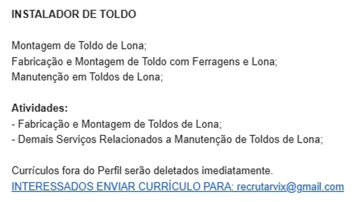 INSTALADOR DE TOLDO