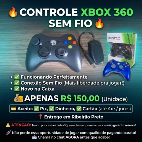 CONTROLE XBOX 360 E PC SEM FIO (NOVO NA CAIXA)