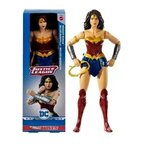 Boneca Liga da Justiça Mulher Maravilha True Moves Mattel 30 cm Nova e Lacrada de Fábrica