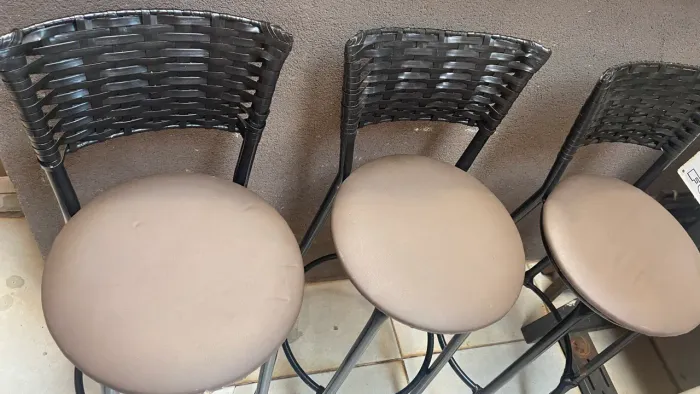 Banqueta Cadeira Alta Cozinha Balcão Acabamento Da Estrutura Junco Preto