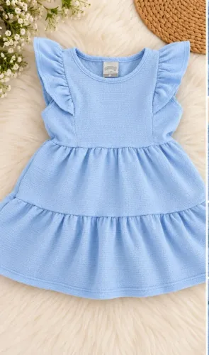 Vestido Infantil Azul Bebê Nakazoo Usado - Tam. 1 Ano com Babados