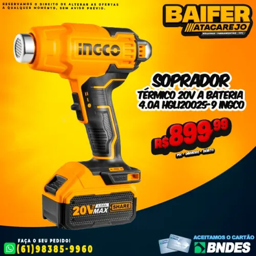 Soprador Térmico Com Bateria 20V Hgli20025-9 Ingco