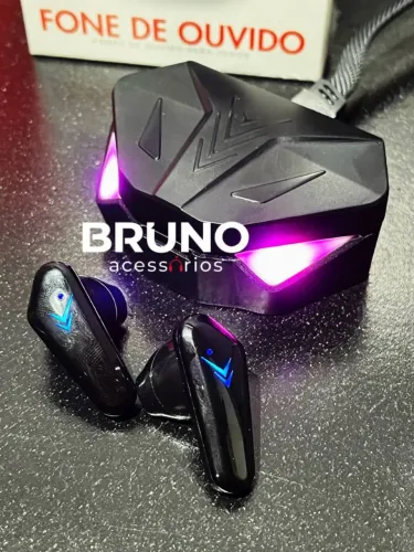 Fone de ouvido gamer Bluetooth com led RGB