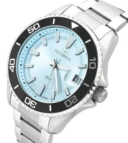 Relógio Technos Masculino Performance Acqua Diver Aço Inoxidável Azul 15atm Lançamento