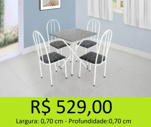 Mesa quadrada com 4 cadeiras - a pronta entrega