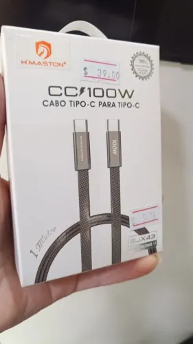 Cabo de Carregamento Tipo C x Tipo C 100w 1 Metro Hmaston Turbo - Loja Coimbra Entrega