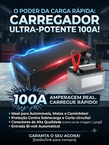 *Carregador de bateria 100A* de carro moto e caminhão 