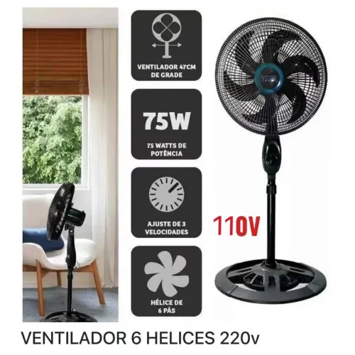 Ventilador Com Ajuste de Altura Ventilador de Pé Suporte - 110v/220v