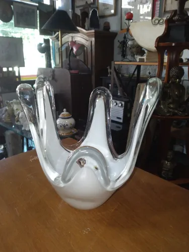 Centro de mesa em vidro Murano Double White