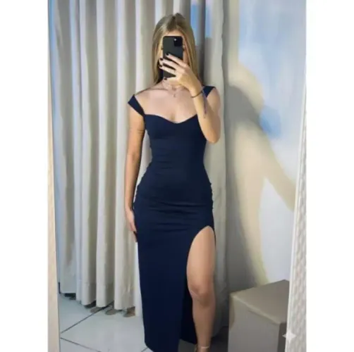 Vestido longo azul marinho