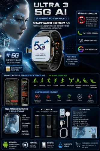 Relógio smartwatch ultra Ai3