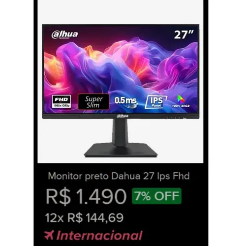monitor gamer profissional 27 polegadas full hd ips tela anti reflexo Apenas venda