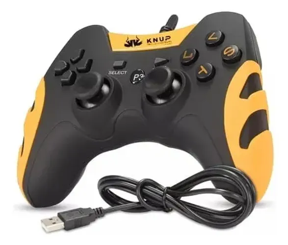 Controle Gamer C/ Fio Ps3/pc Dualshock Joypad Kp-4040 Knup *ENTREGA GRÁTIS*