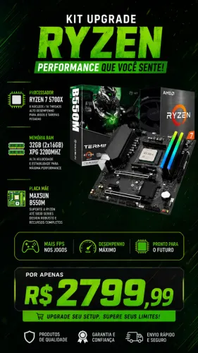 Kit Ryzen 7 5700x - 32gb RAM 3200Mhz - MaxSun B550m