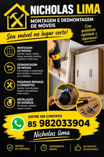 Montagem e desmontagem de móveis aos fins de semana e a noite