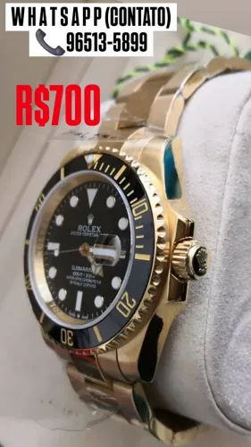 Relógio ROLEX SUBMARINER AUTOMÁTICO DOURADO MOSTRADOR PRETO