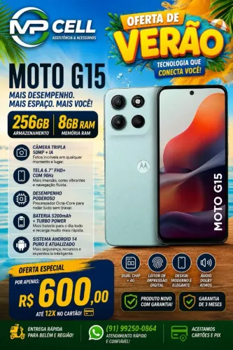 Moto G15 256GB somente hoje!