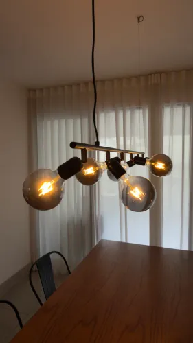 Pendente/Lustre Industrial Preto com 6 Lâmpadas