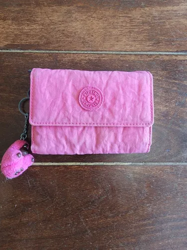 Carteira kippling original rosa grande