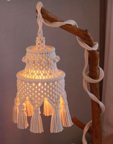 Luminária Sofisticada em Macramê Artesanal | Modelo Hera