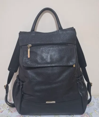 Mochila de couro preta Andrea Vinci