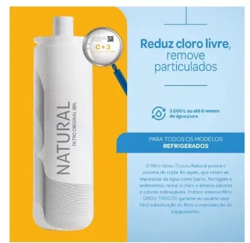 Filtro De Água Natural C+3 Refil Original Purificador Ibbl
