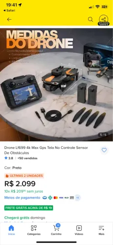 Troco ou vendo drone profissional top usado 4 vezes