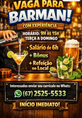 Vaga de Barman
