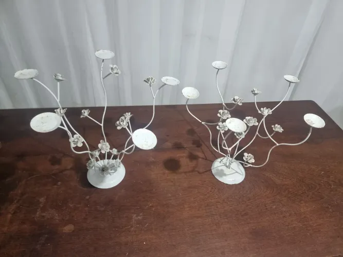 Castiçal flor de metal para velas decoração 