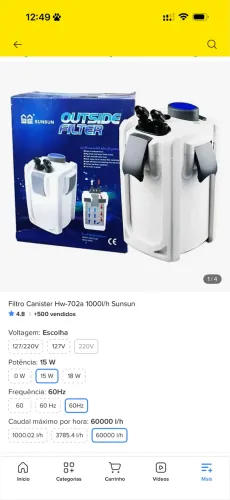 Filtro aquário 