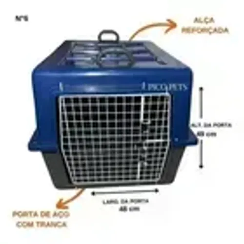 Caixa Transporte Pet N6 Cachorros Grande Com Porta De Aço