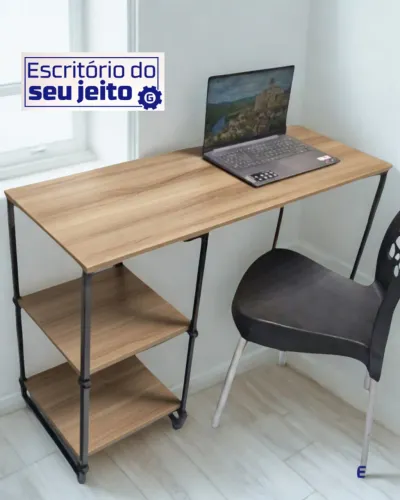 Escrivaninha com prateleira 1,1m NOVA Multiuso para Computador Notebook Birô Amadeirada