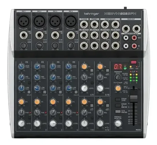 Mesa de som E Mixer Behringer Xenyx 1202sfx de 12 canais USB