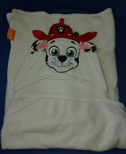 Manta Infantil Cobertor Com capuz Marshall Personagem Patrulha Canina