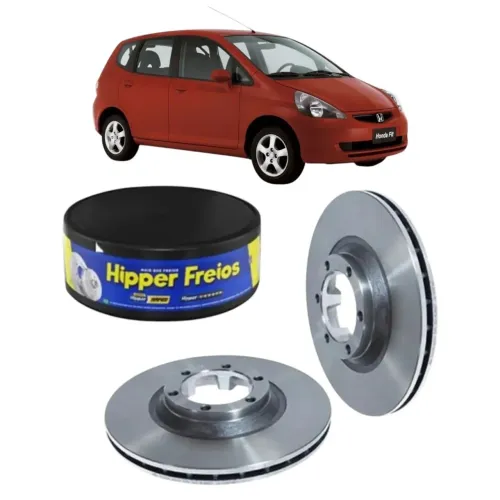 Par de discos de freio diant Honda Fit 2003/2008