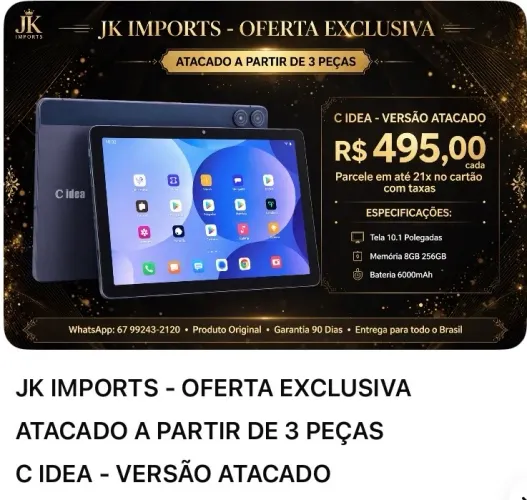 Tablet a pronta entrega atacado a partir 3 peças WhatsApp *