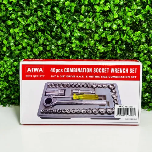 Jogo de Chaves Soquete 40 Peças AIWA com Catraca | Kit Completo para Manutenção