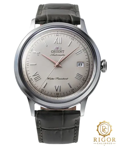 Relógio Orient Bambino 40mm Automatico Pulseira Couro Verde Mostrador Cinza RA-AC0025N30B