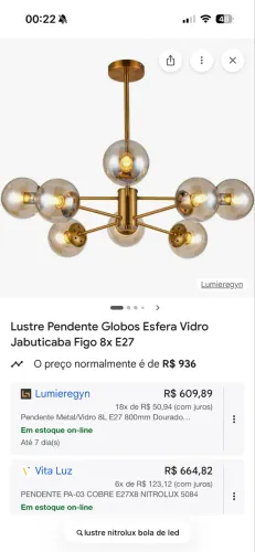 Lustre de globos de vidro dourado 