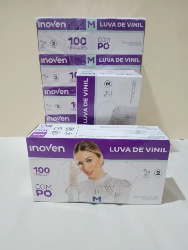 700 luvas de vinil inoven com pó (7 caixas) tamanho M