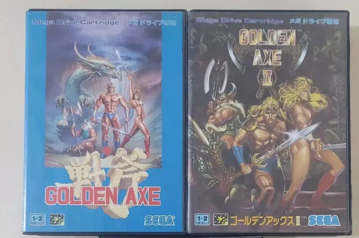 Coleção Golden Axe 1 e 2 JP originais e completos para mega drive