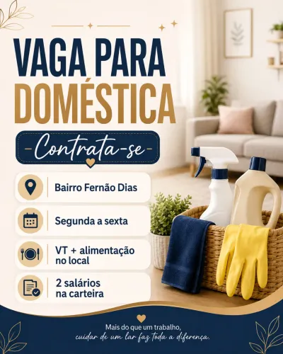 Vaga para Governanta - Bairro Fernão Dias