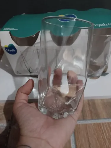 Jogo 6 copos de vidro 360ml Nadir topázio long drink
